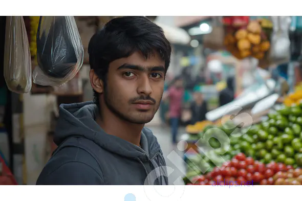 Young Man at an Indian Vegetable Market