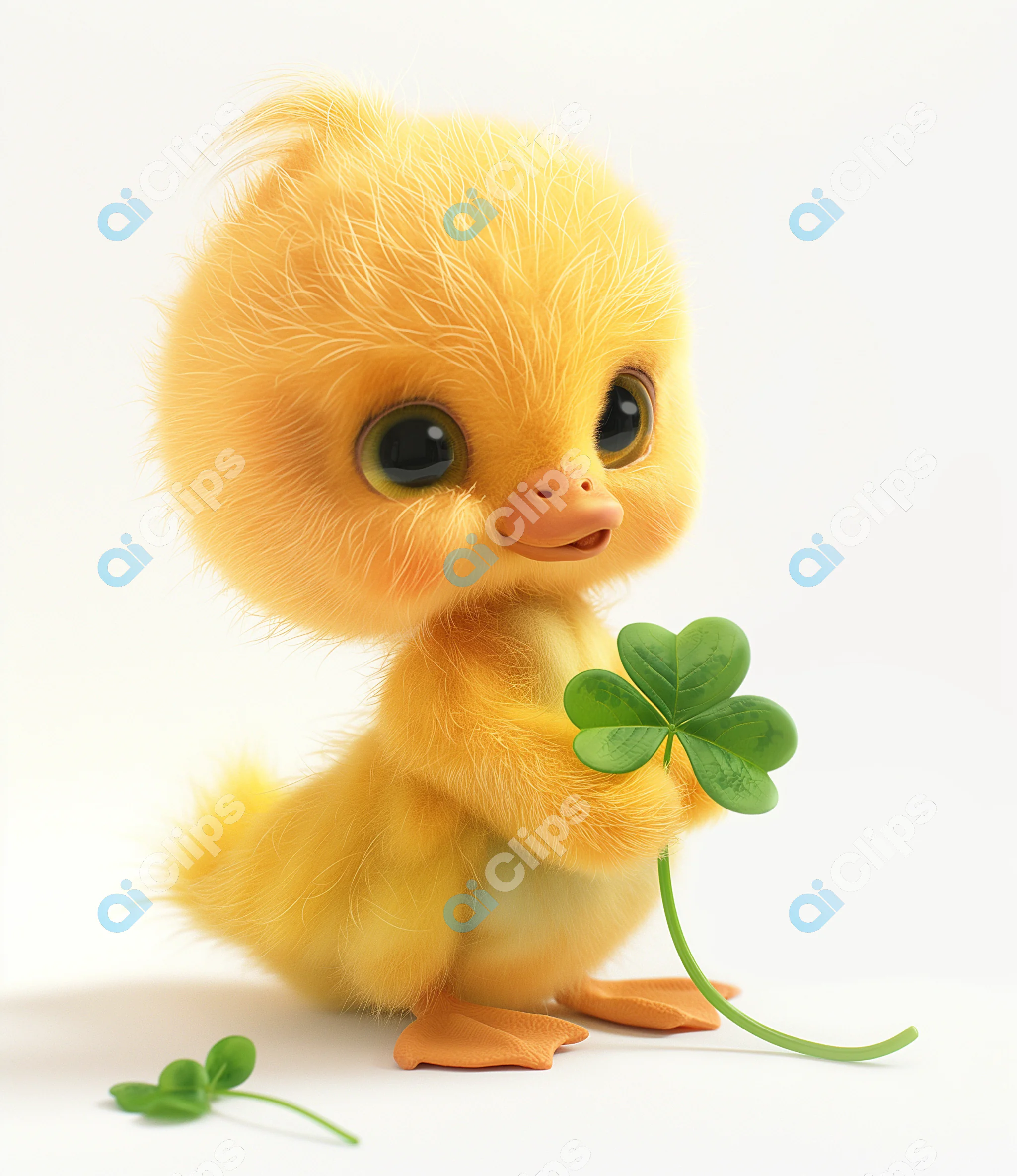 Cute Duckling with Clover