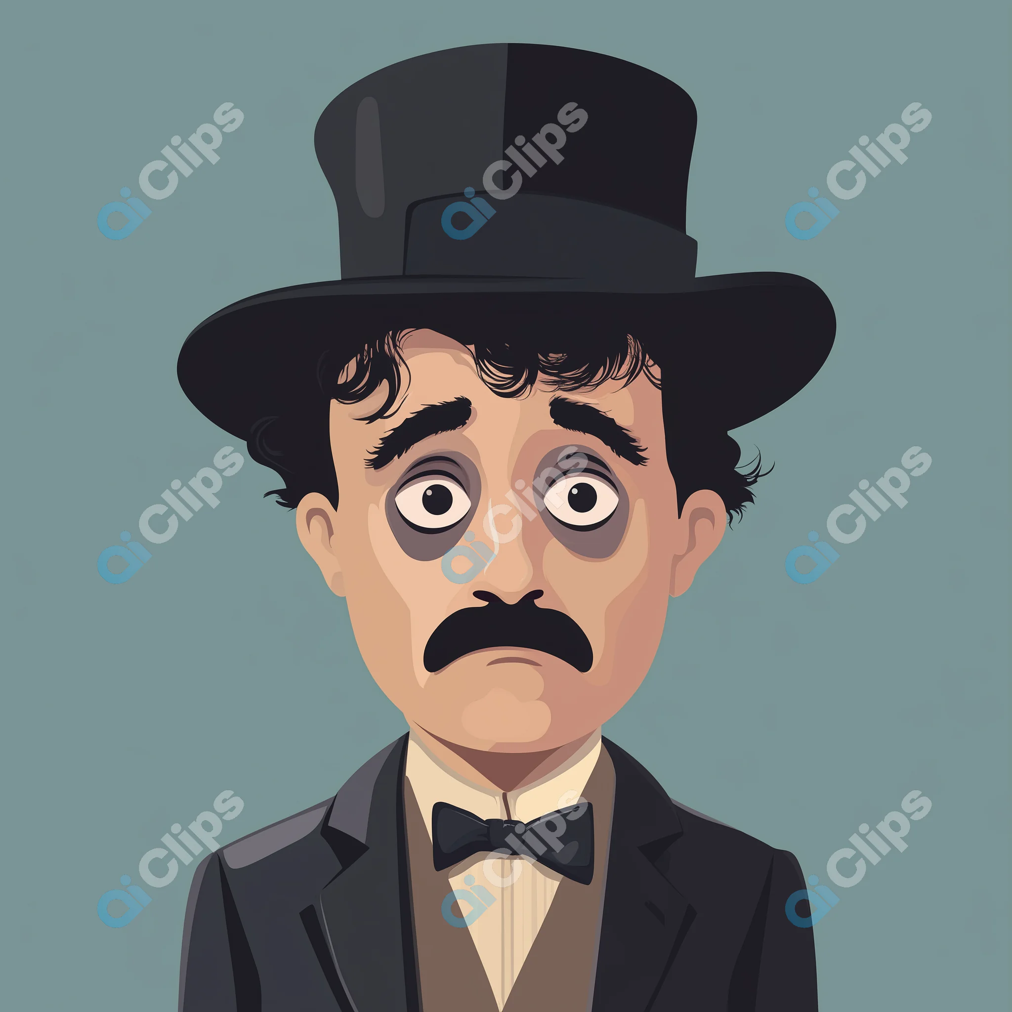 Vintage Silent Film Character Illustration