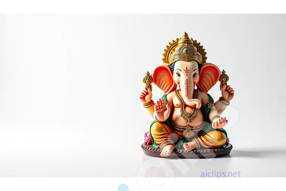 Lord Ganesha Idol on Minimalist Background
