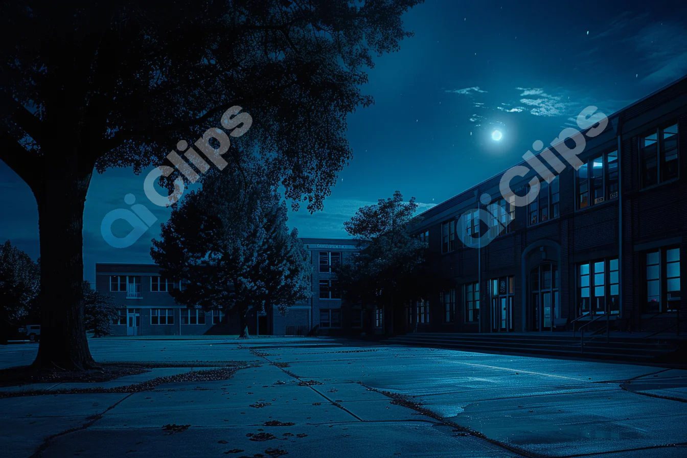 Moonlit Schoolyard Night
