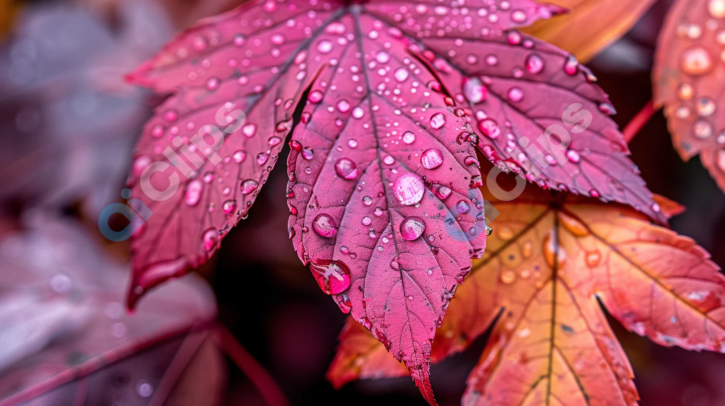 Autumn Leaves with Dew Drops
