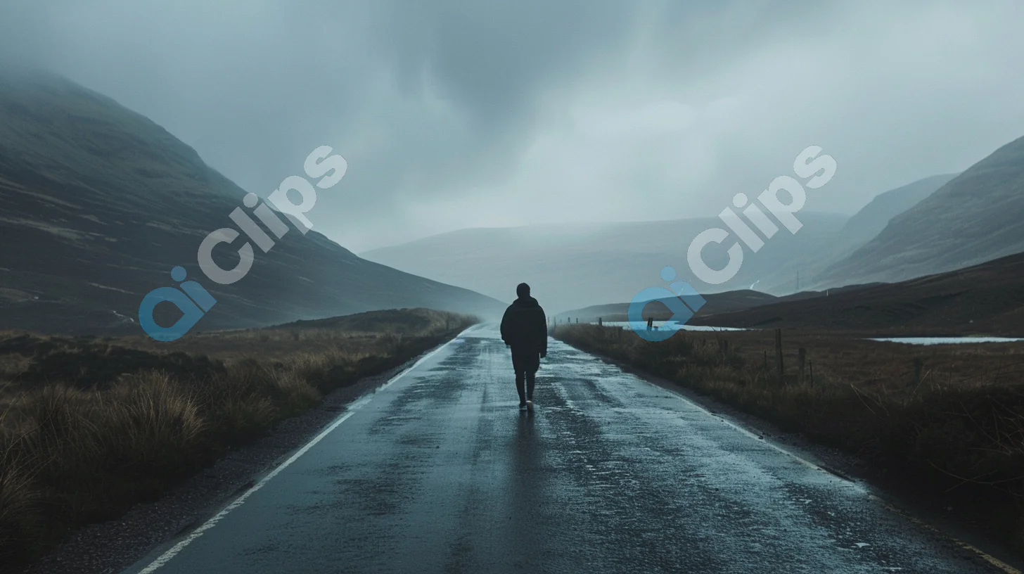 Solitary Walk in Misty Valley