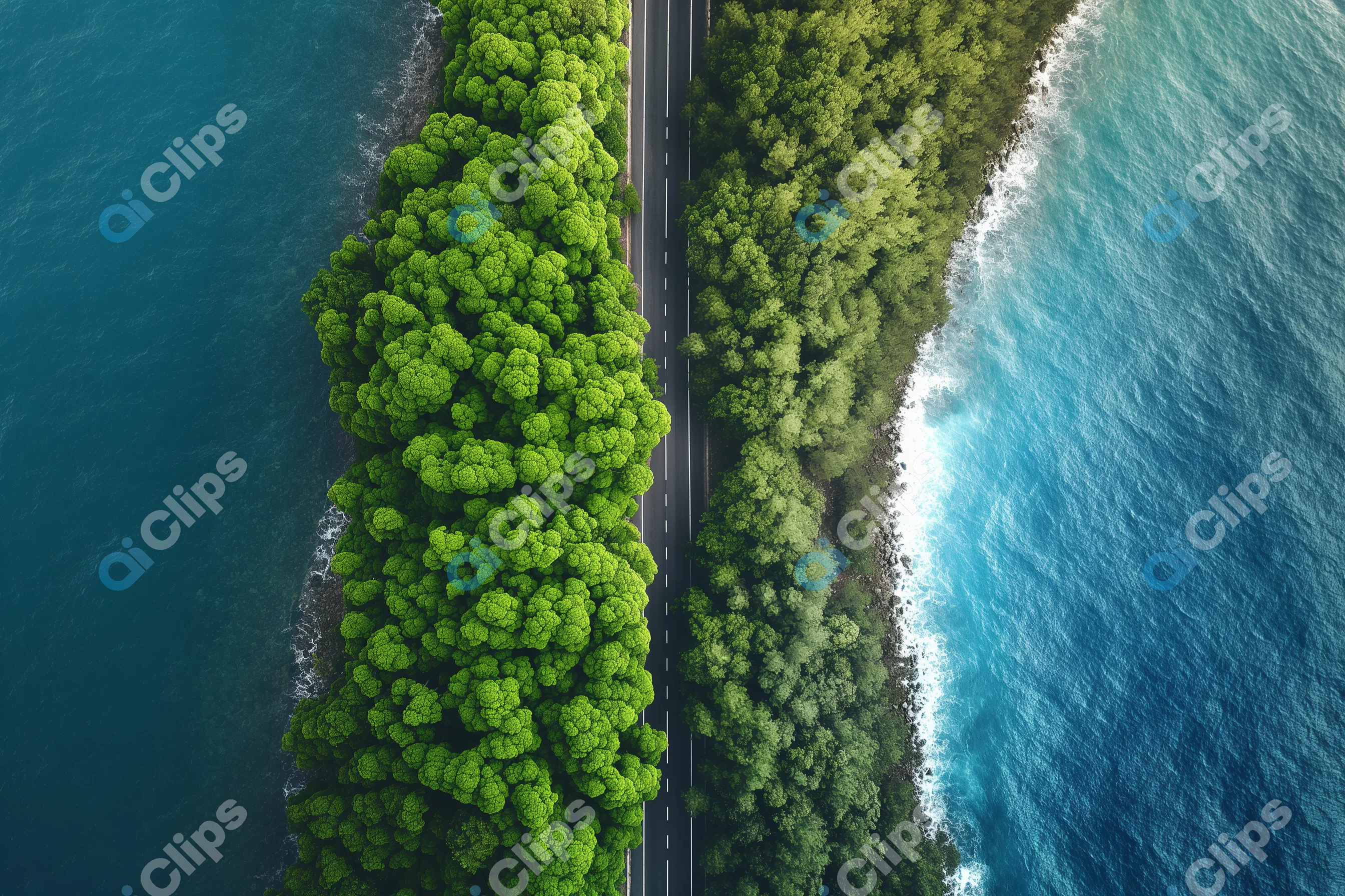 Road Between Forest and Ocean