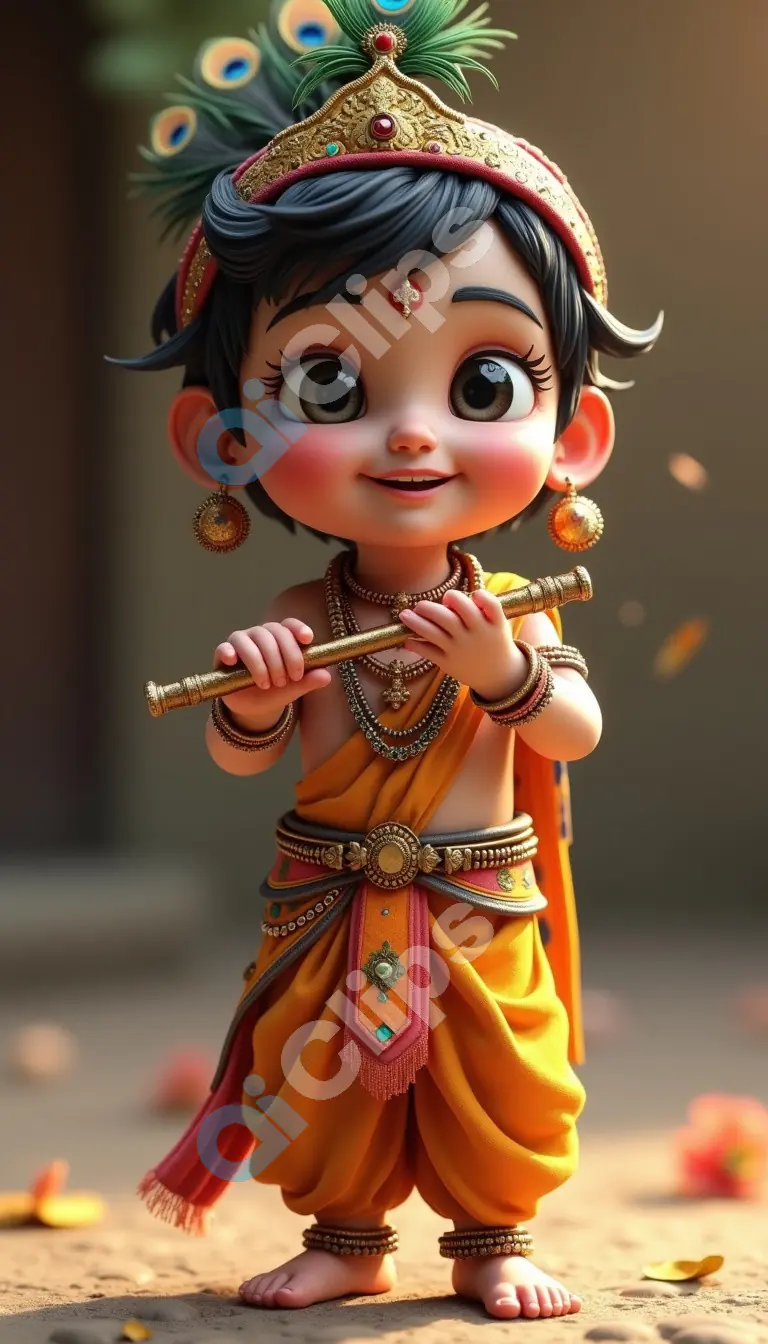 Adorable Baby Krishna Illustration
