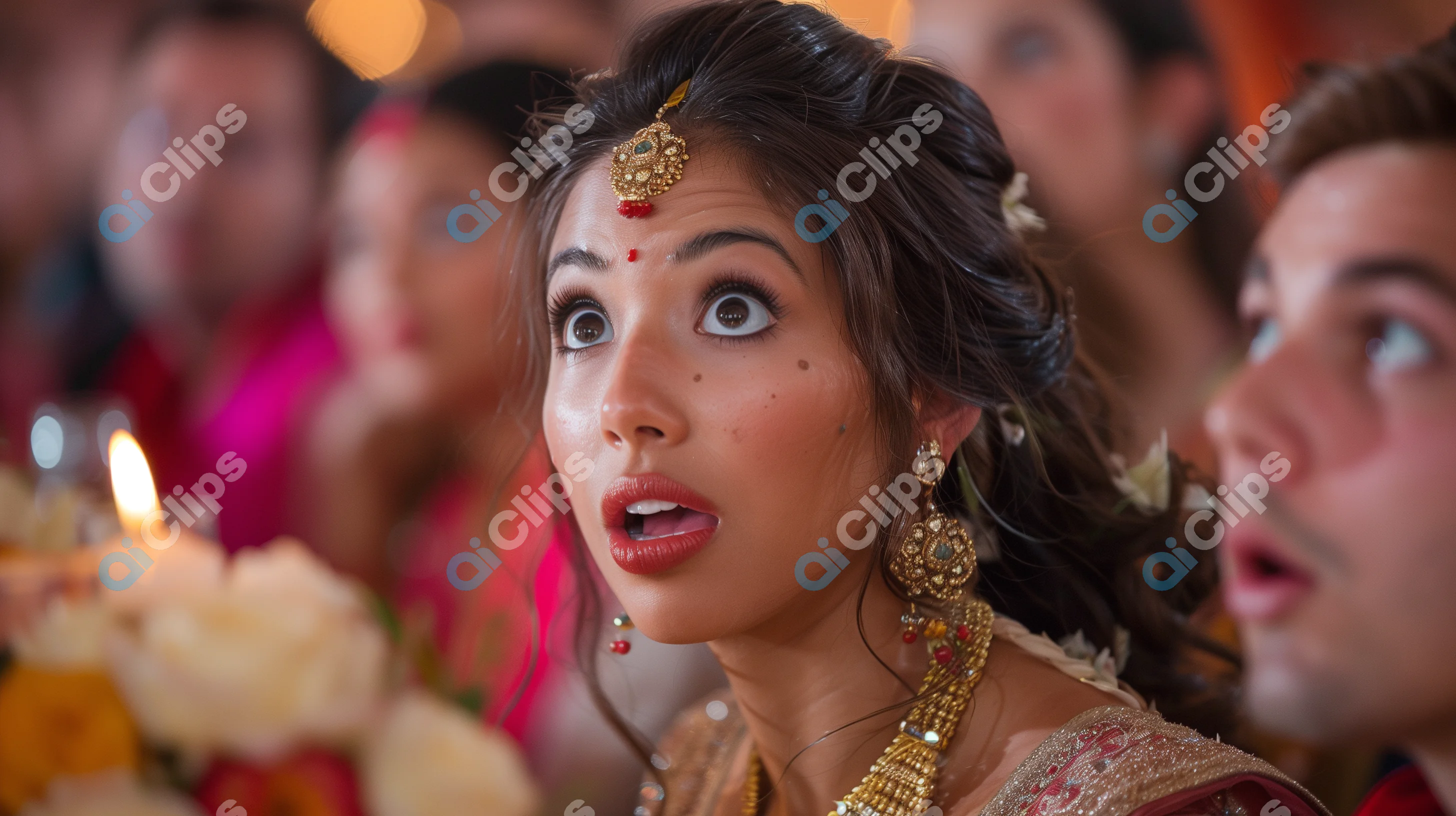 Surprised Indian Bride at Traditional Wedding Ceremony