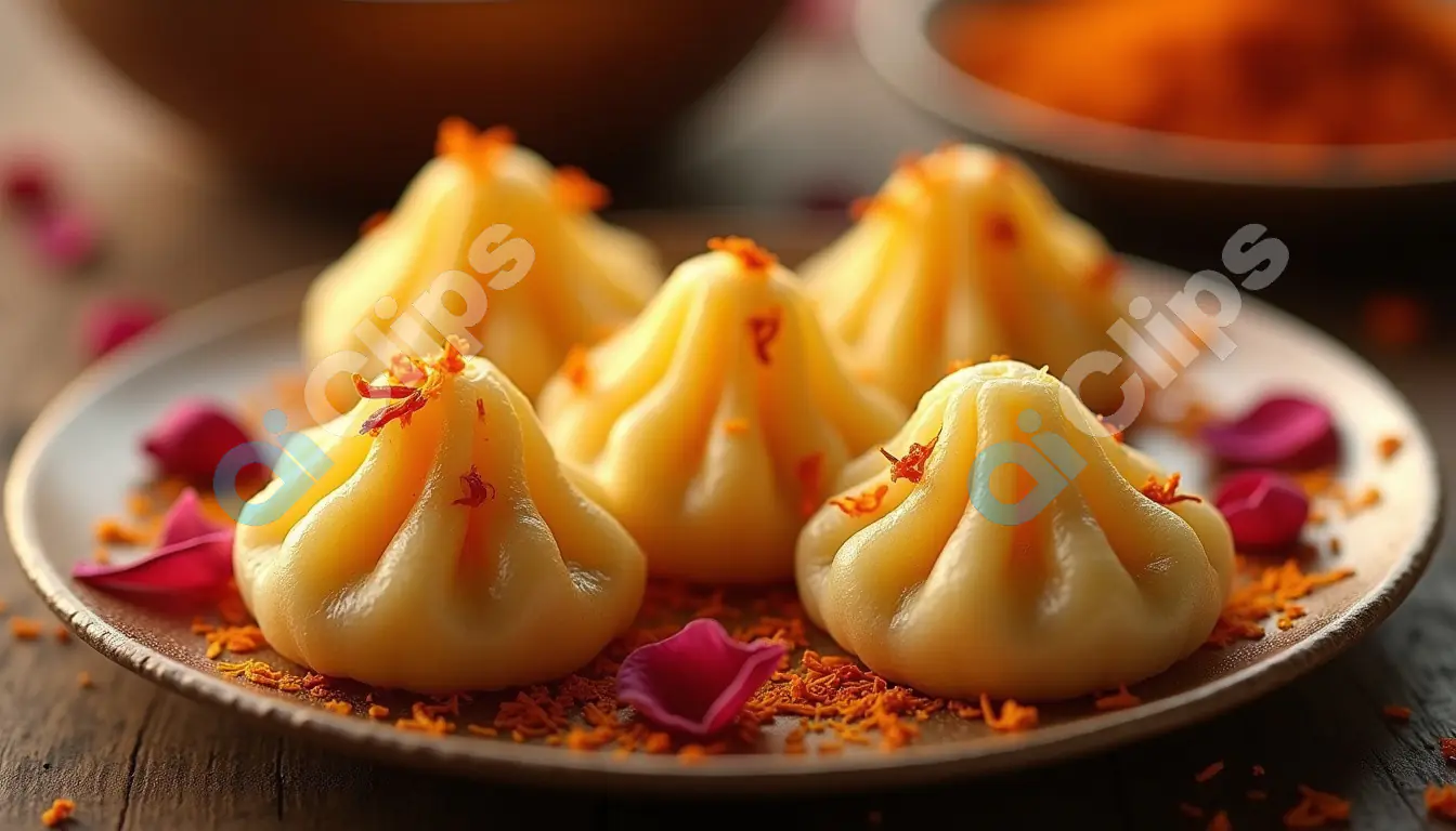 Festive Modak Platter with Floral Garnish