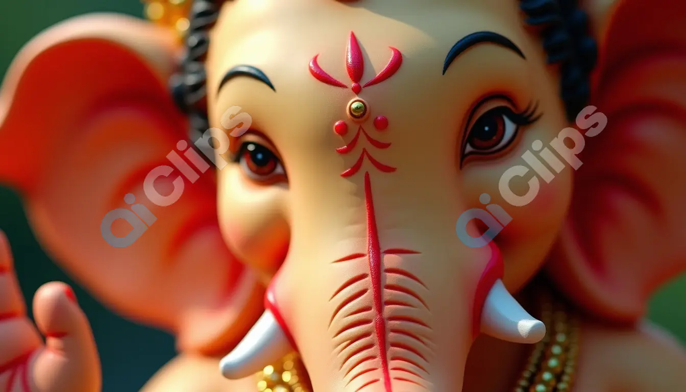 Detailed Close-Up of Lord Ganesha’s Face