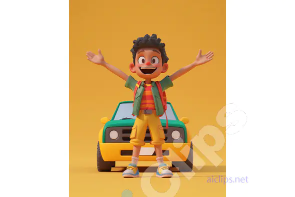 Excited Cartoon Boy 1