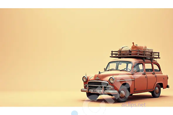 Vintage Car with Luggage on Roof Rack