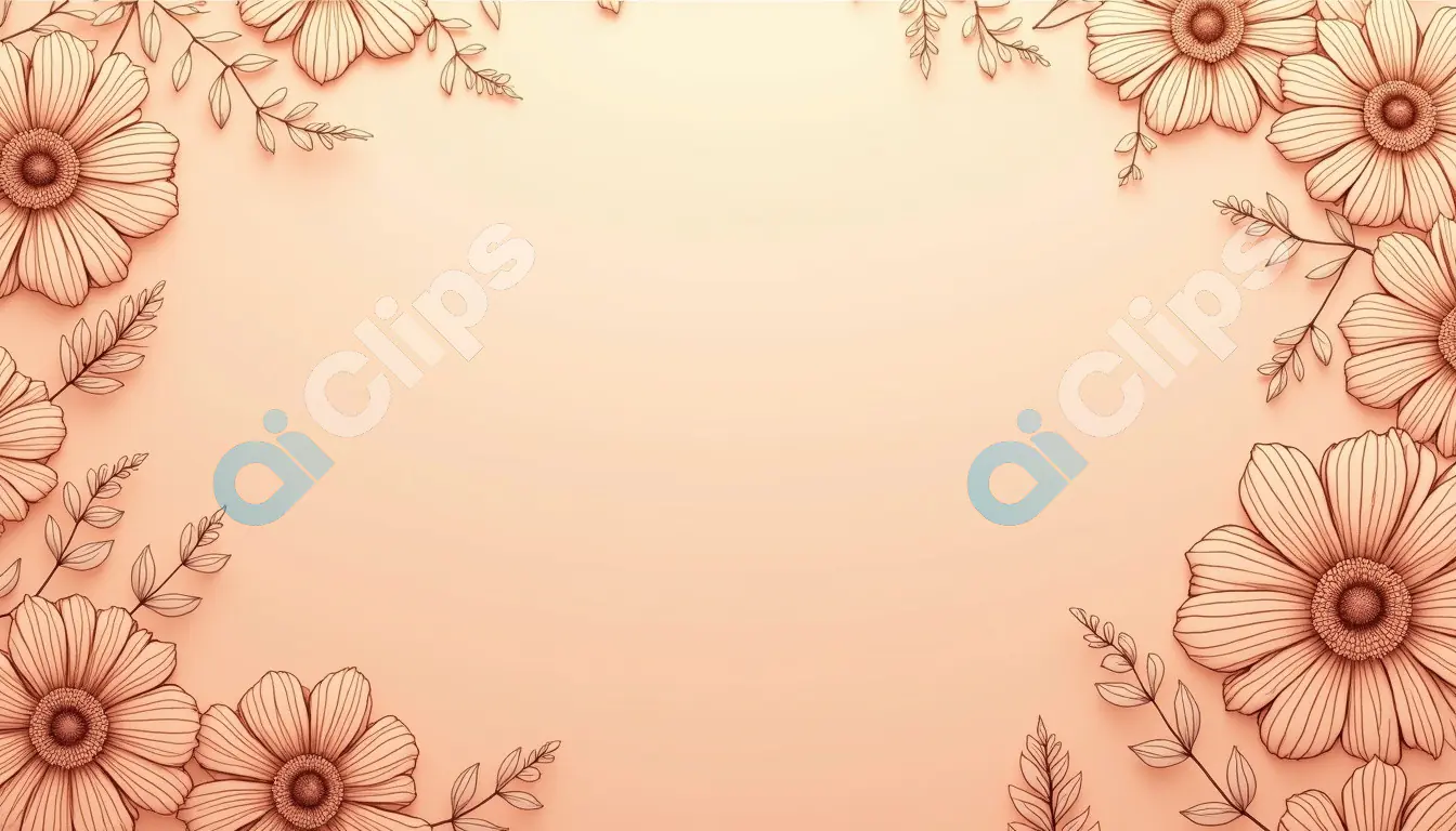 Elegant Floral Border Design on Soft Peach Background