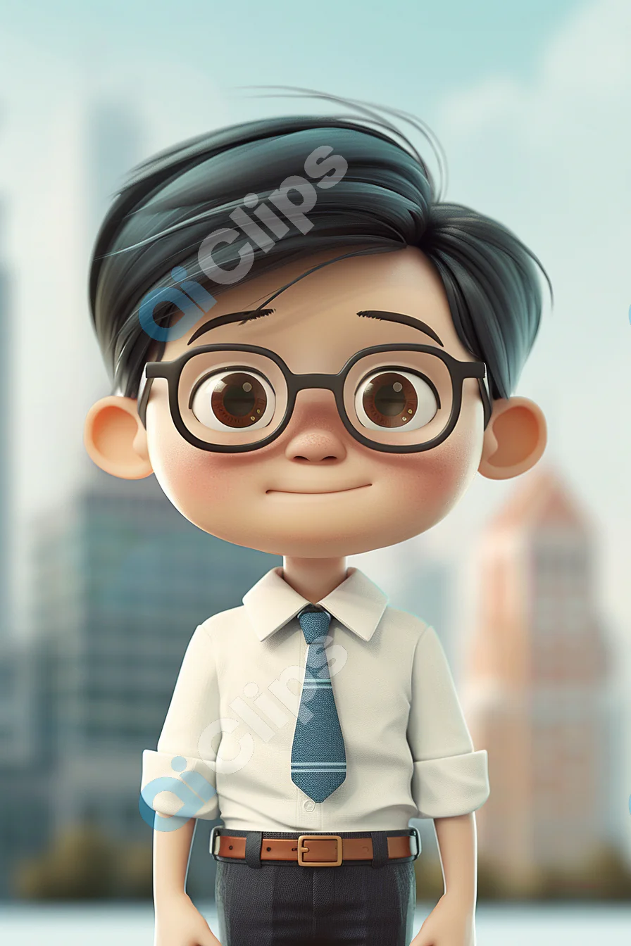 Young Professional Cartoon Boy