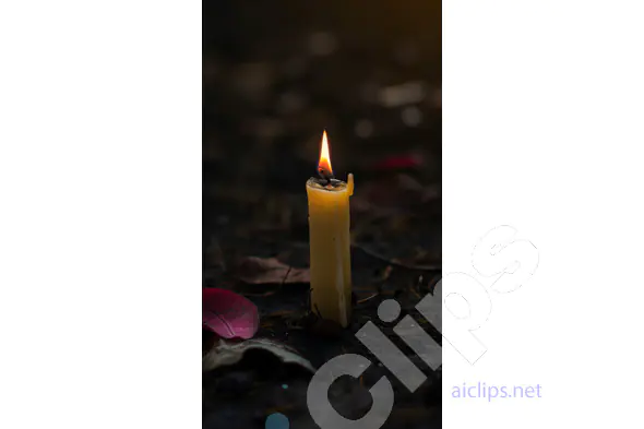 Burning Candle in Dark Setting