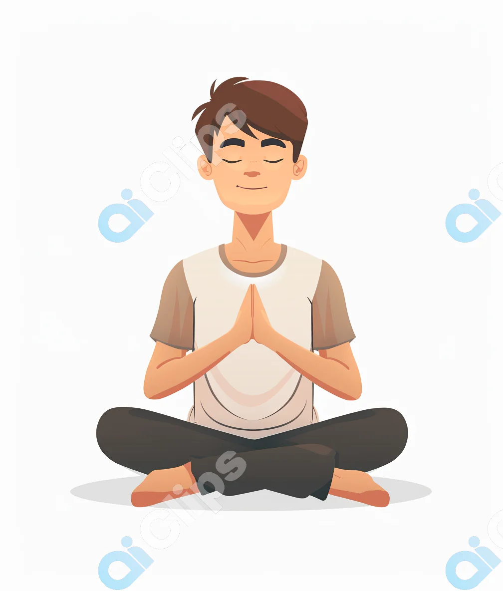 Meditating Boy Illustration