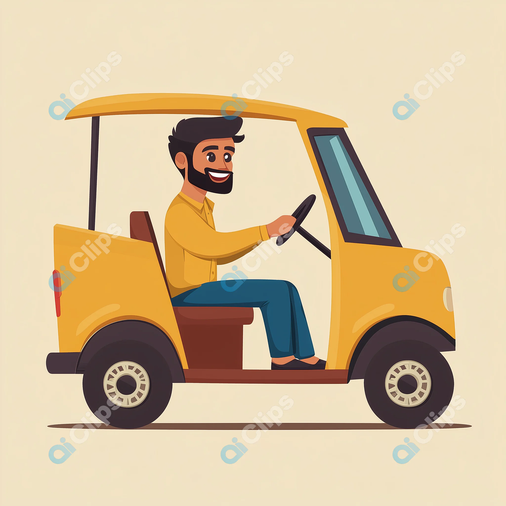Man Driving Small Vehicle