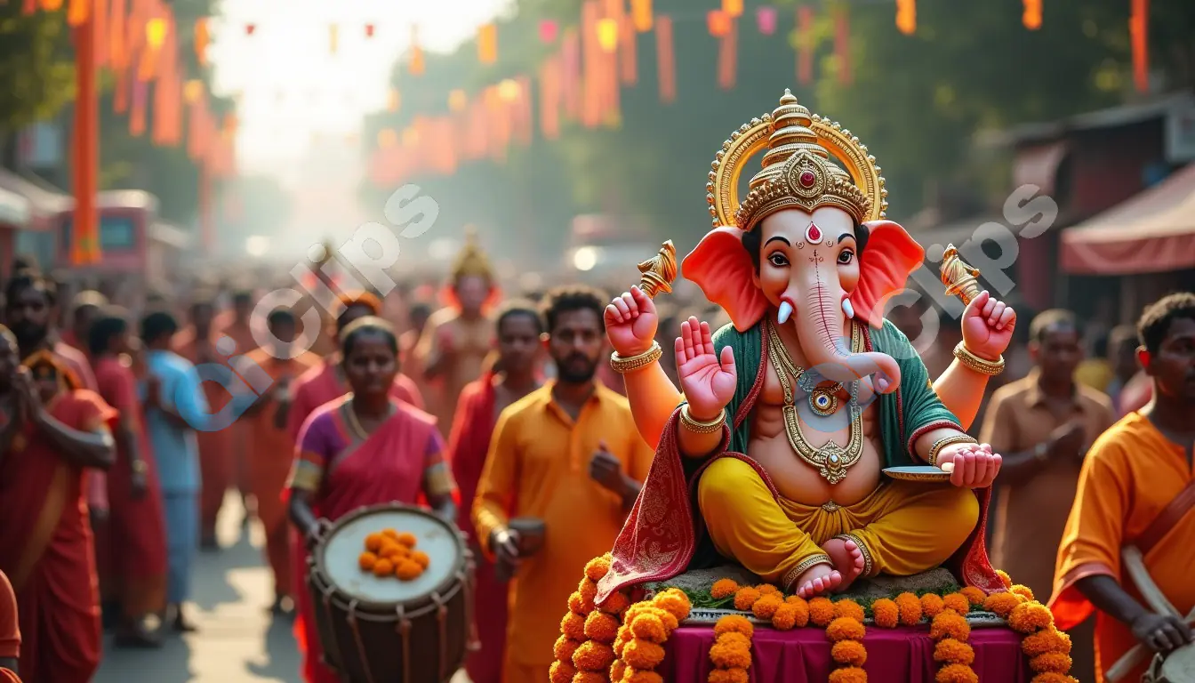 Ganesh Chaturthi Procession with Drummers