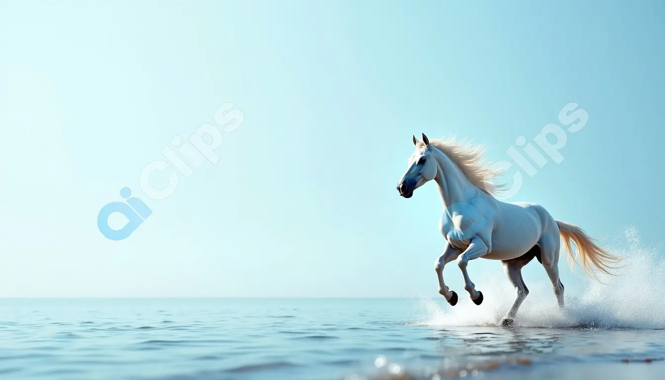 White Stallion Running on Water