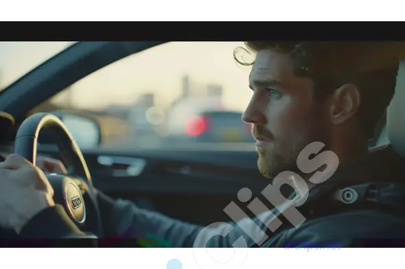 Focused Man Driving Car