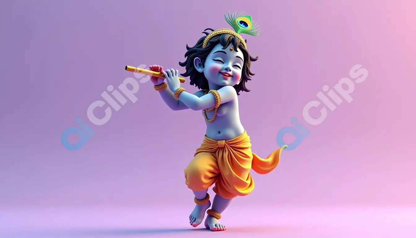 Dancing Baby Krishna Illustration