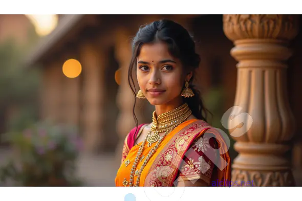 Portrait of a Young Woman in Traditional Indian Attire