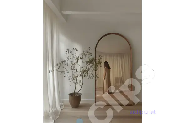 Elegant Mirror Reflection in Minimalist Room