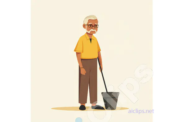 Elderly Man with Cane