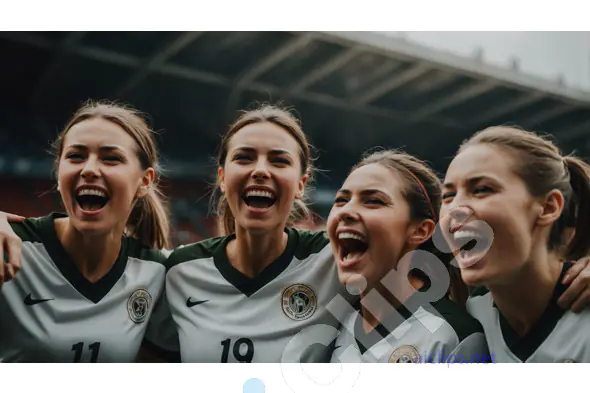 Jubilant Female Soccer Team Celebrating Victory