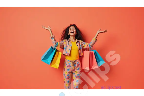 Happy Woman with Colorful Shopping Bags