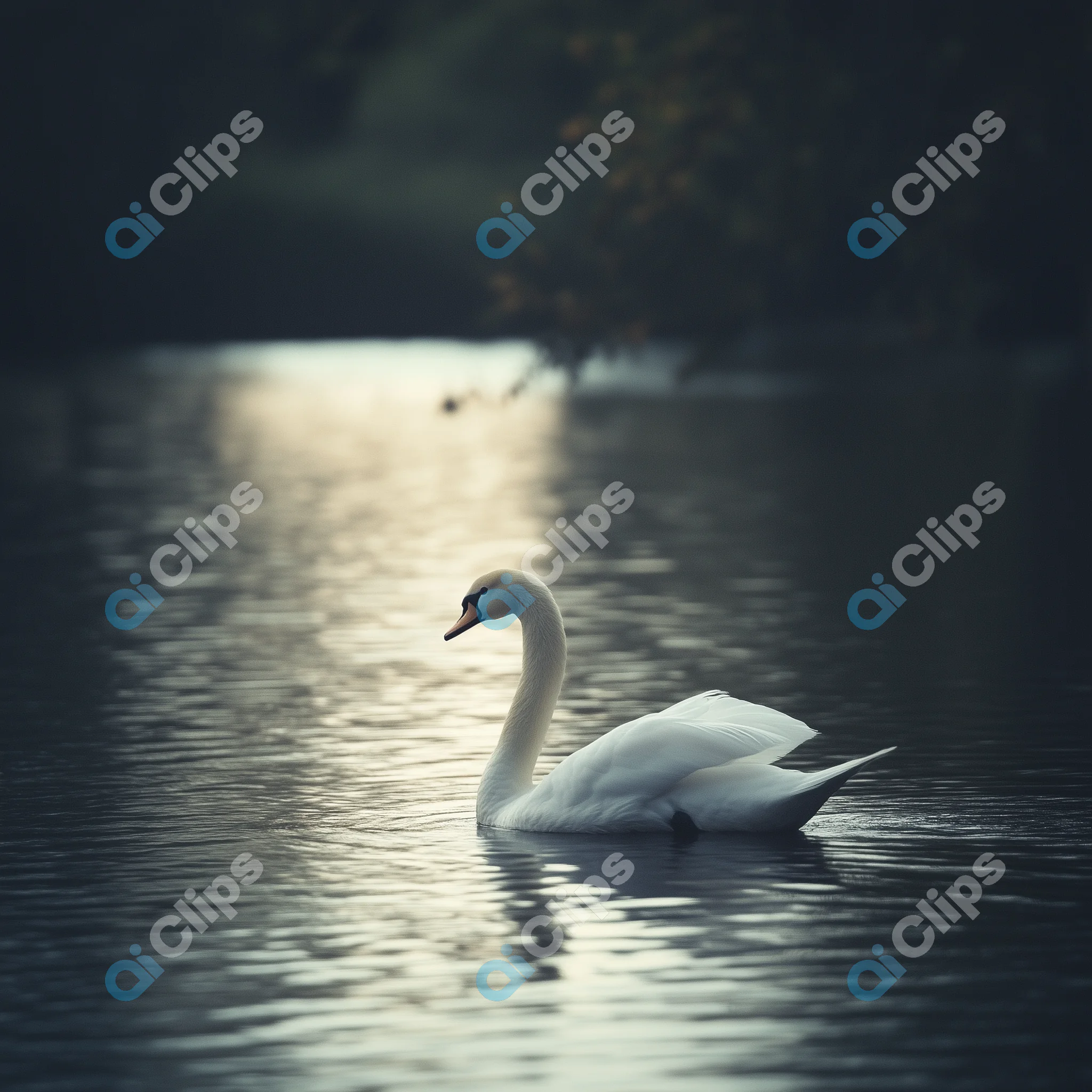 Swan on Tranquil Lake