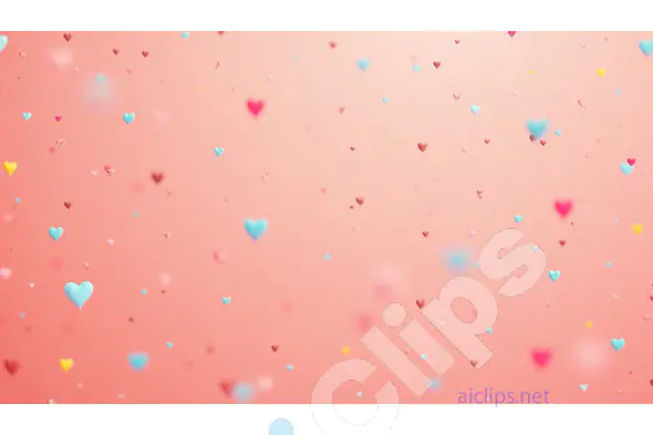 Floating Multicolored Hearts on Peach Background