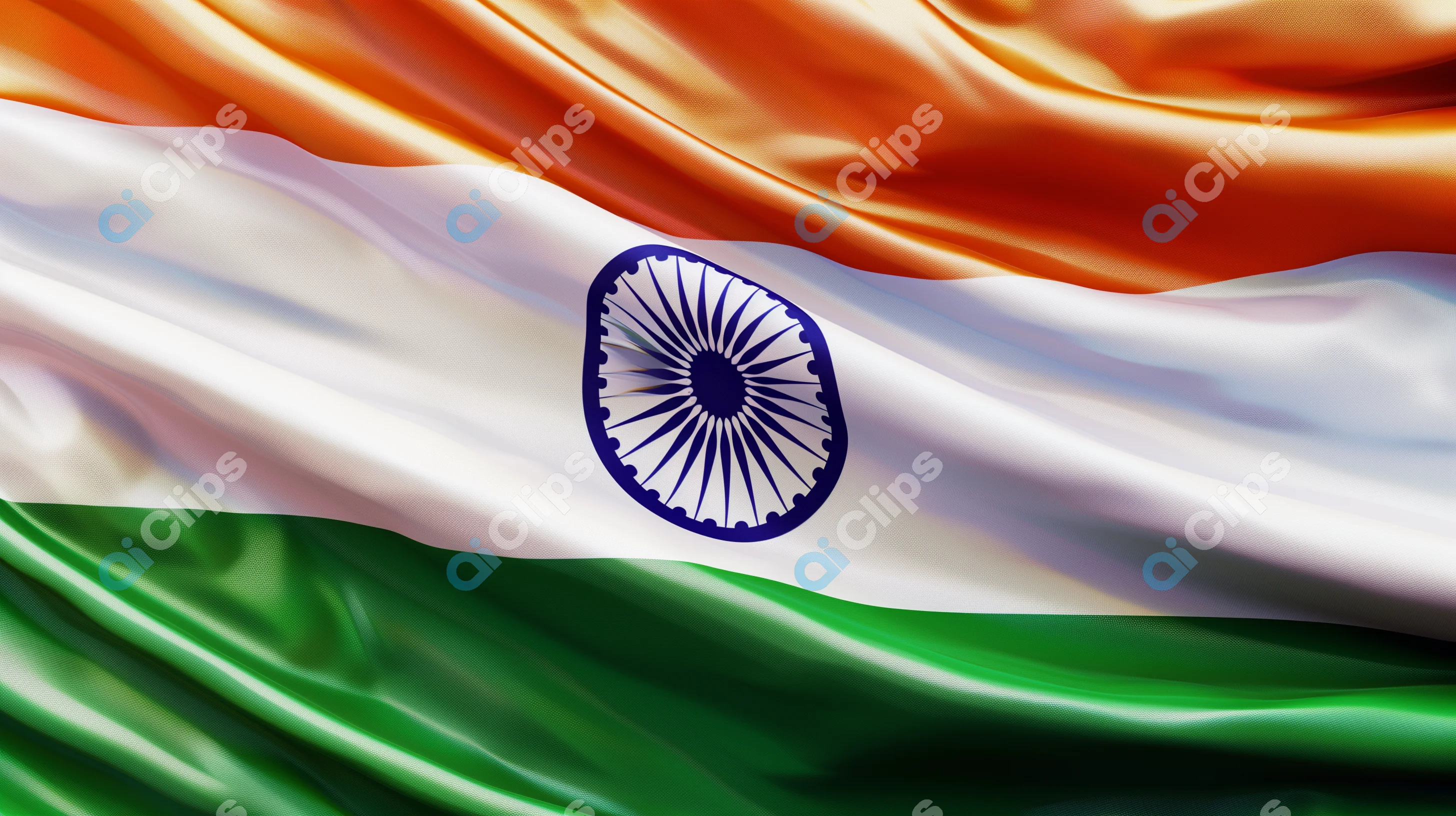 Indian Flag Waving Close-Up