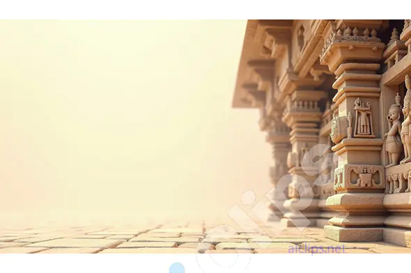 Ancient Temple Pillars with Ornate Carvings