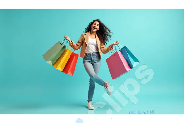 Joyful Shopper with Colorful Shopping Bags
