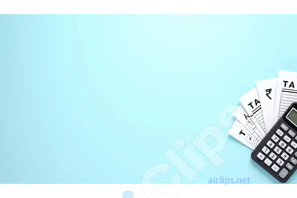Tax Documents with Calculator on Light Blue Background