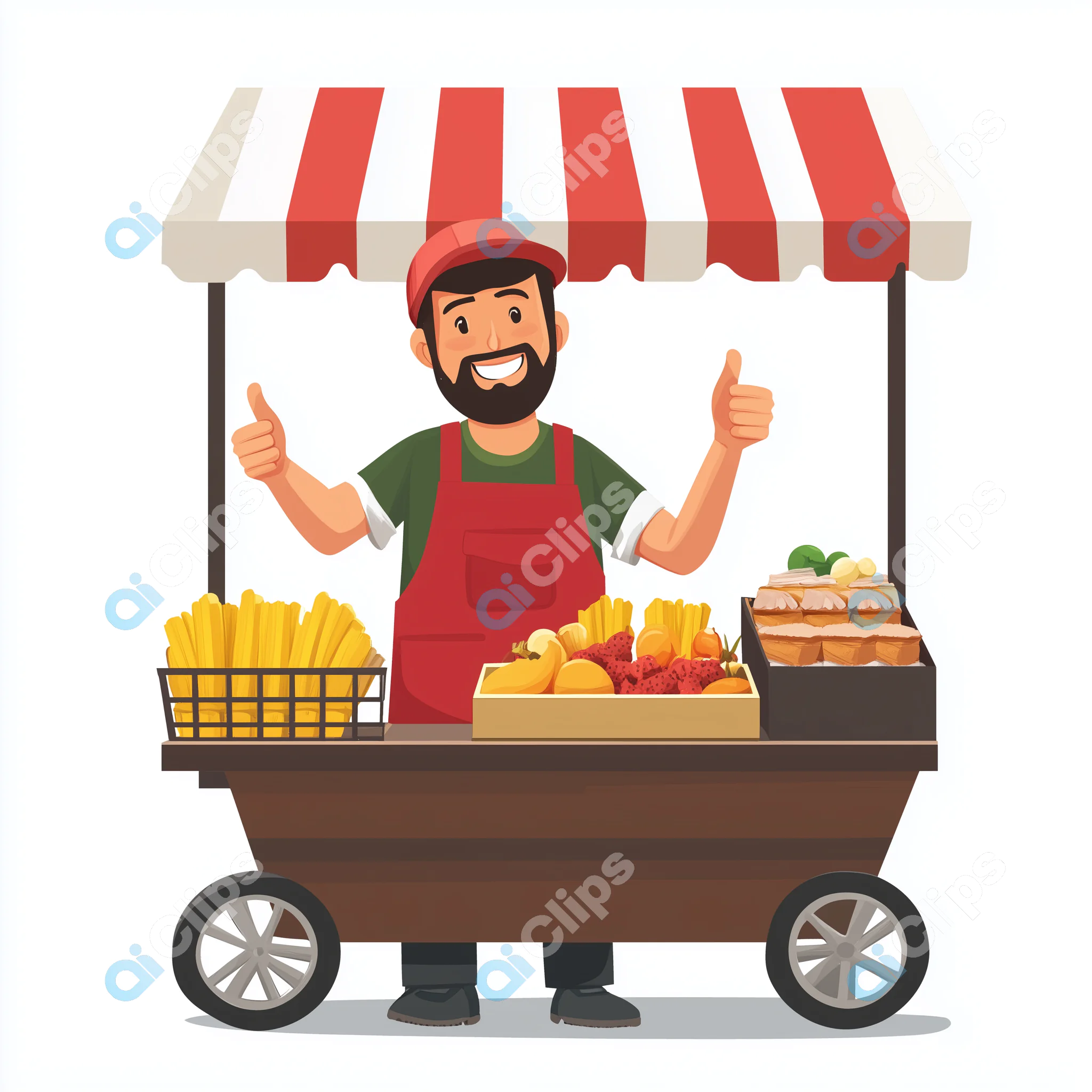 Happy Vendor at Food Cart