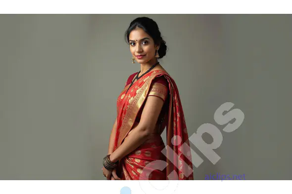 Elegant Woman in Traditional Red Saree