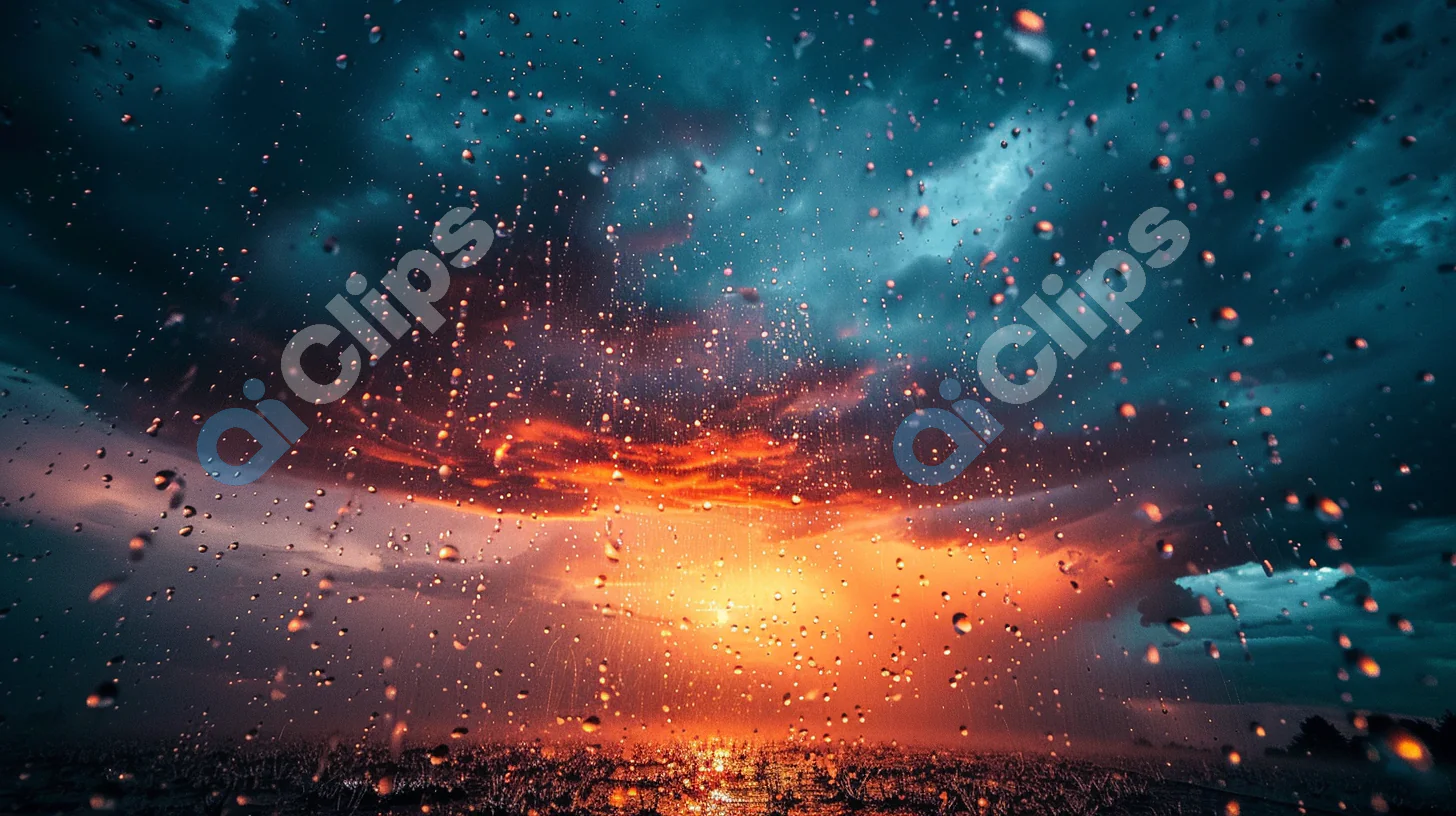 Sunset Through Rainy Window