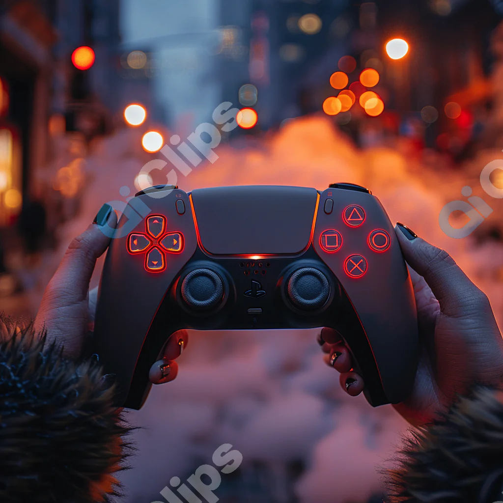 Futuristic Gaming Controller with Neon Lights