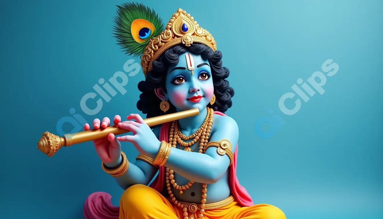 Adorable Baby Krishna Playing the Flute