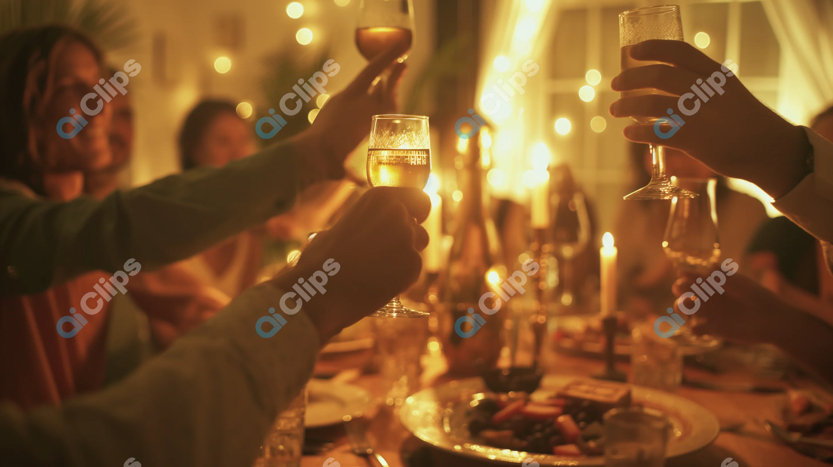Celebration Toast at Dinner Party