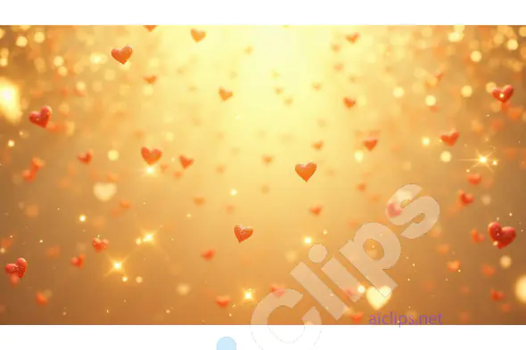 Golden Hearts with Glitter and Sparkles Background