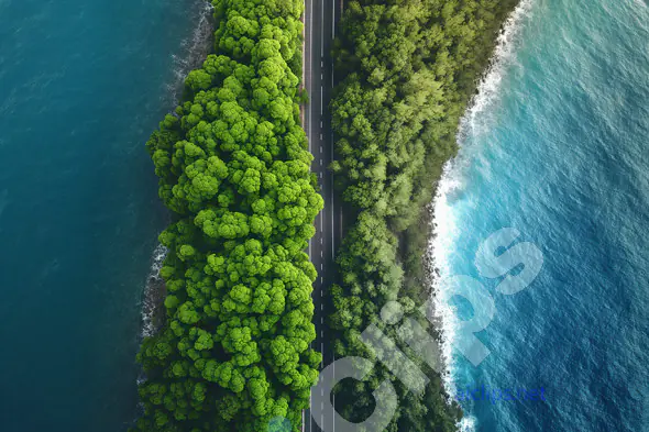 Road Between Forest and Ocean