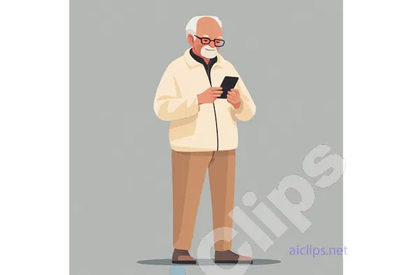 Elderly Man Using Smartphone