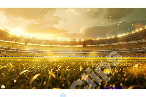 Glowing Cricket Stadium at Sunset