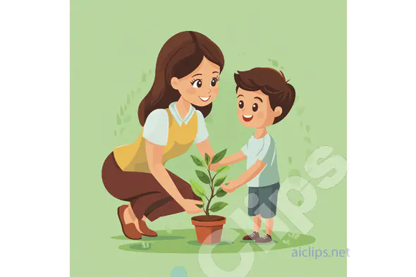 Mother and Child Planting
