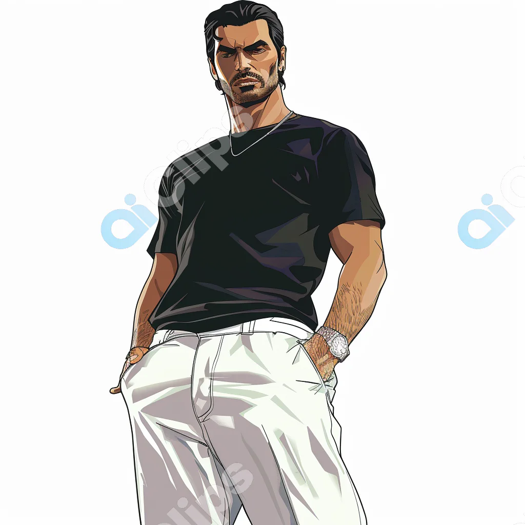 Confident Man in Black Shirt
