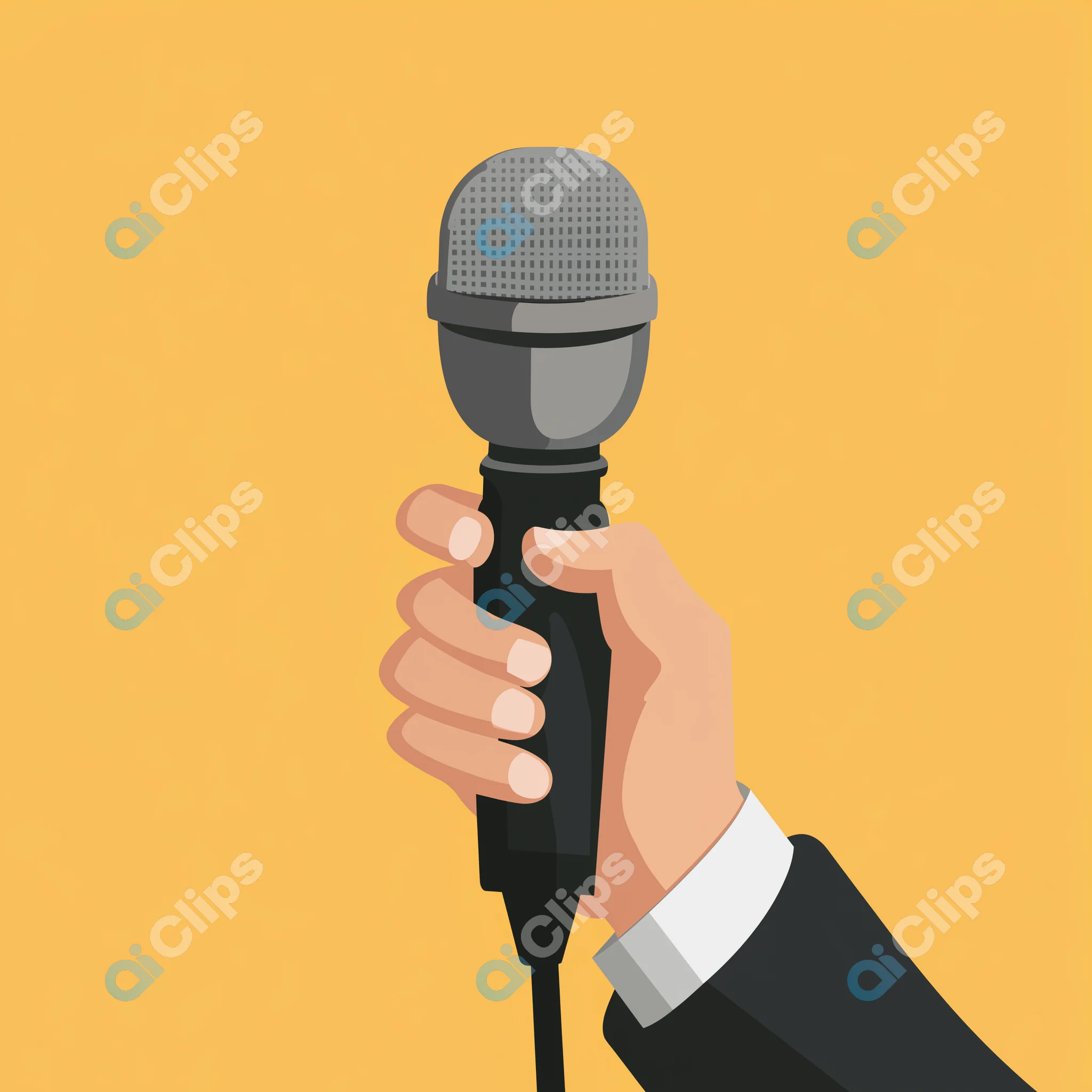 Hand Holding Microphone Illustration