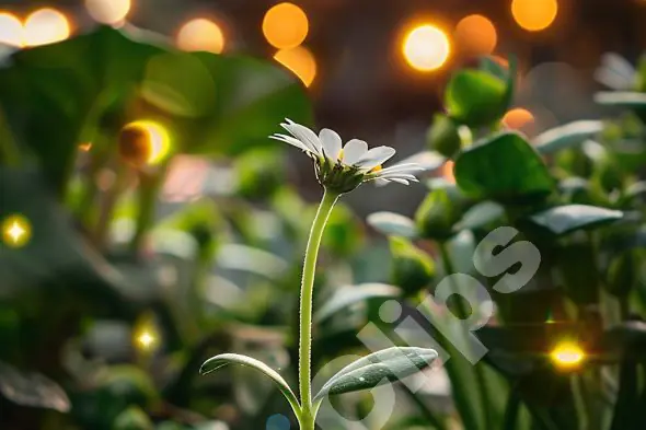 Blooming Flower with Bokeh Lights