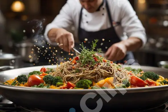 Chef Preparing Gourmet Pasta