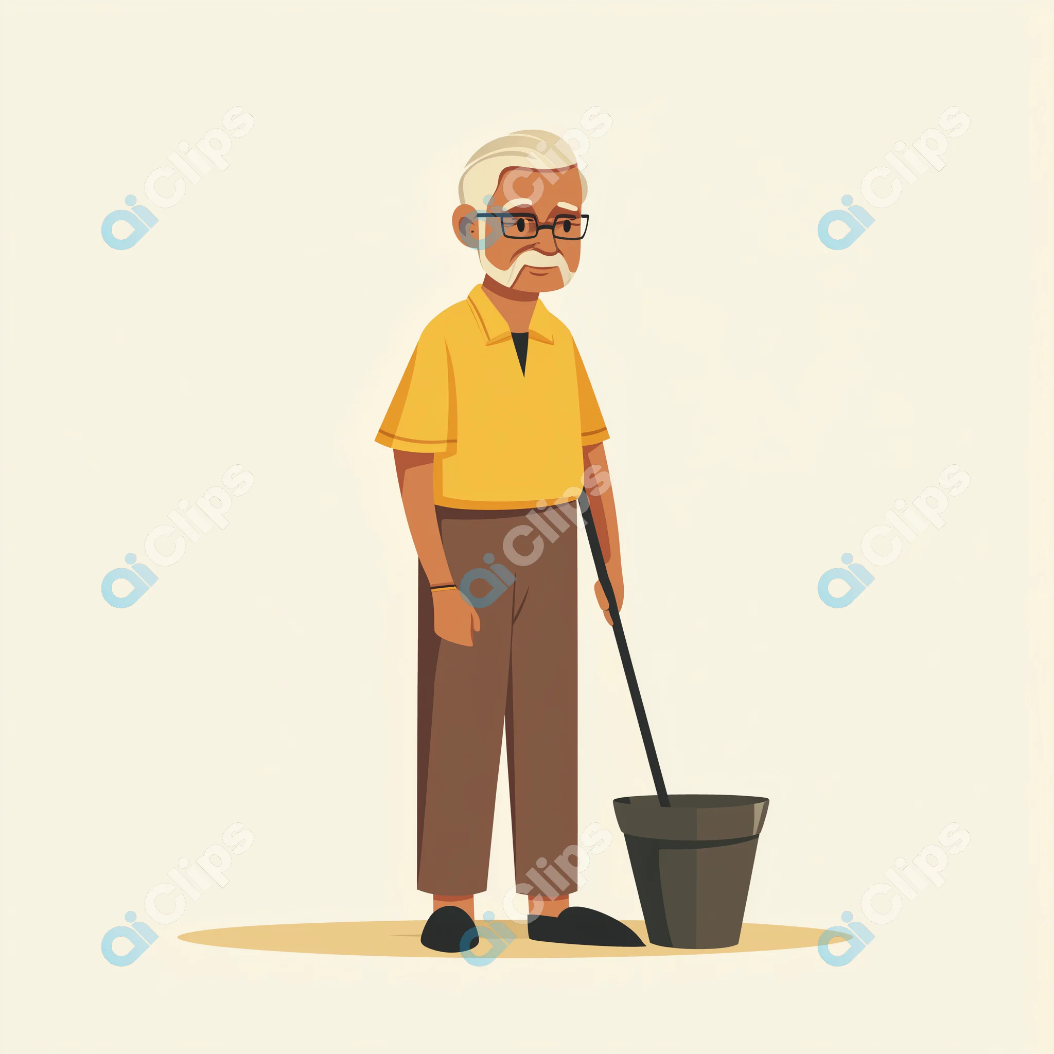 Elderly Man with Cane